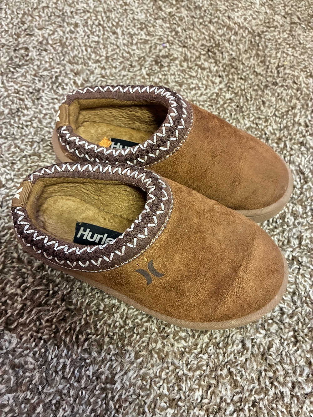 Hurley Kids Brown Suede Slip-On Slippers